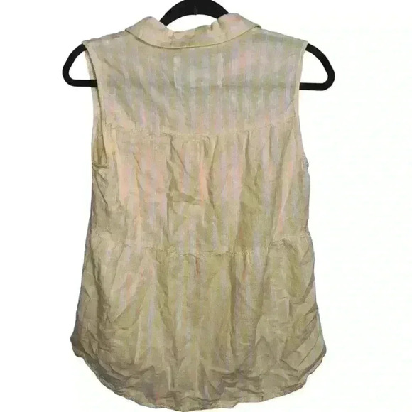 Cupio Women’s Size Medium Tank Shirt Top Yellow White Button Sleeveless Striped - Picture 3 of 4